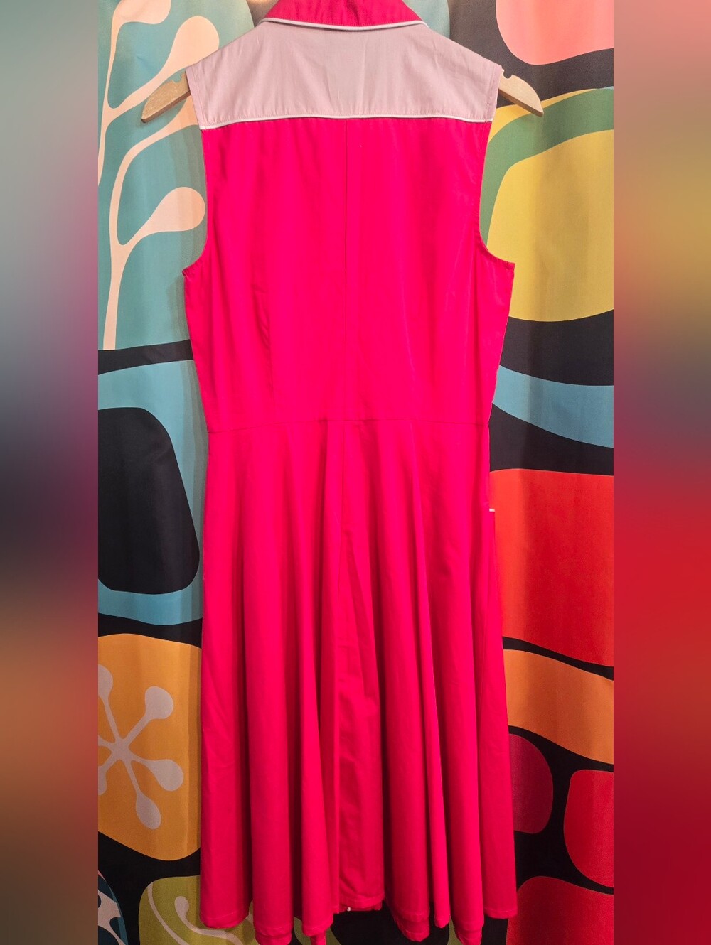 Unique Vintage Hot Pink Western Shirt Dress - Picture 3 of 7